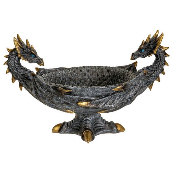 Statuary Double Dragon Bowl Sculpture Sculptural Gothic Decorative